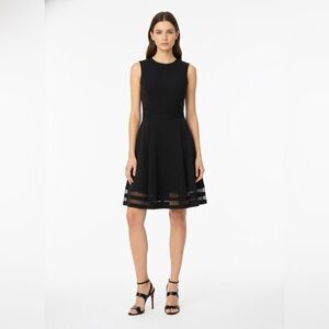 CALVIN KLEIN Black Fit & Flare Mesh Hem Midi Dress | Size 8